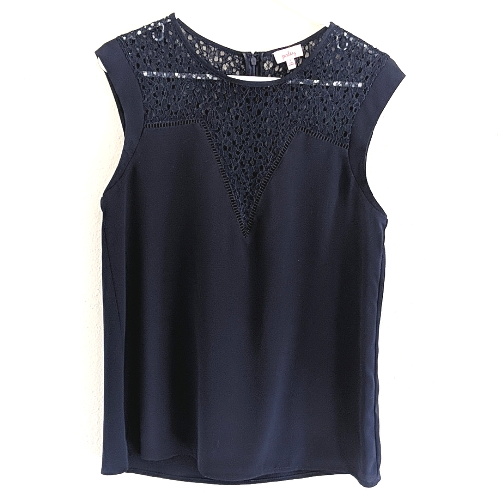 Navy lace-front top from Stitch Fix